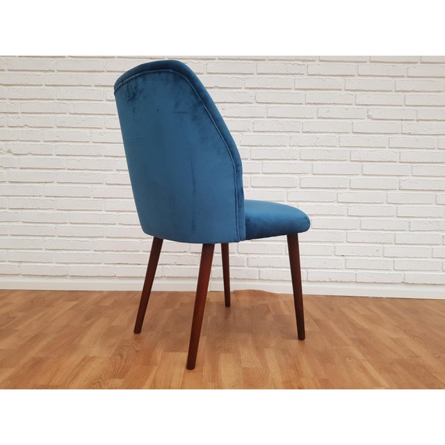 Wood Mid-Century Retro Velvet & Beech Chair For Sale - Image 7 of 13