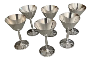 Early 20th Century Wilcox Silver-Plate Cocktail Glasses With "H" Monogram - Set of 6