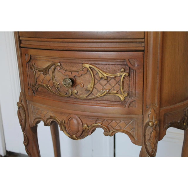 1940s Louis XV Fruitwood and Marble Two-Drawer Bedside Commode For Sale In Los Angeles - Image 6 of 12