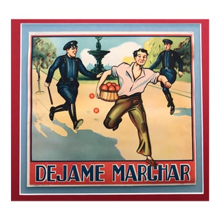 Original Matted 1920s Spanish Label, Dejame Marchar (Let Me Go!) For Sale