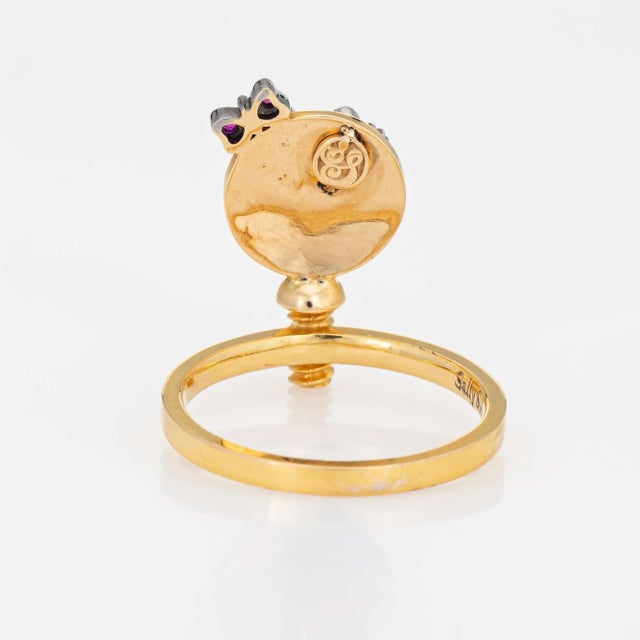Sally Sohn Happy Face Signed Diamond Ruby Ring Size 5.25 For Sale In Los Angeles - Image 6 of 7