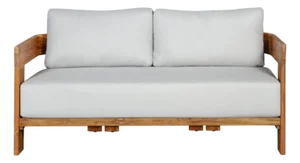 Paradiso Outdoor Solid Teak Wood Love Seat - Light Gray Fabric