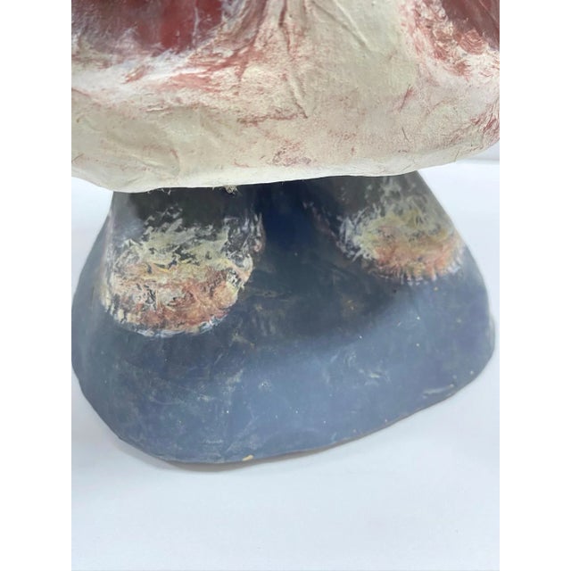 Vintage Folk Art Paper Mache Santa Figure – Hand Painted Mid Century Christmas Decor For Sale - Image 9 of 12