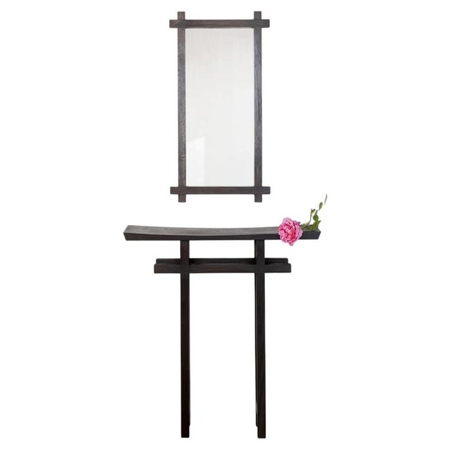 Gold Tori Console Table in Oak with Mirror by Jean-Baptiste Van Den Heede For Sale - Image 8 of 8