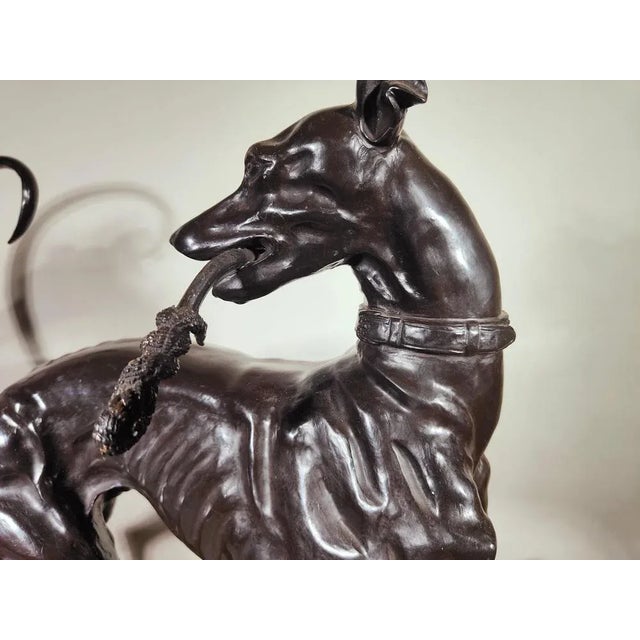 Large Art Deco Greyhound Dog in Bronze, 1900s For Sale - Image 9 of 13