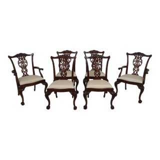 Set of 6 Maitland Smith Clawfoot Mahogany Dining Room Chairs For Sale