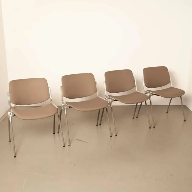1970s Motivated Seller: 1970s Mid Century Modern, Giancarlo Piretti for Castelli Taupe Dining Chairs - Set of 4 For Sale - Image 5 of 12