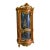 French Louis XV Curved Display Cabinet With Hand-Painted Interior, Gold Leaf & Carved Wood Frame For Sale