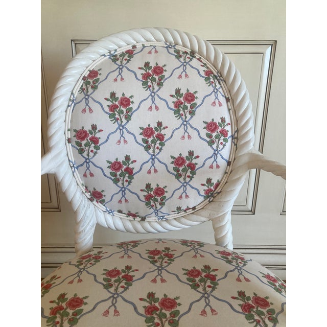 1950’s Hollywood Regency Hand Carved Rope and Tassel Armchair For Sale - Image 12 of 14
