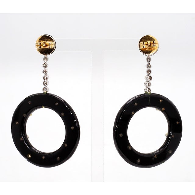 18th Century Onyx Deco Style Earrings- Set of 2 For Sale - Image 4 of 6