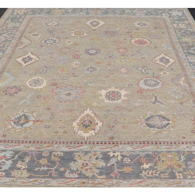 Large All-Over Designed Tabriz with A Yellow-Taupe Background and Muted Colors. Keivan Woven Arts; rug AWR-17599 Country...