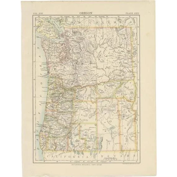 Antique Map of Oregon, 1884 For Sale - Image 6 of 6