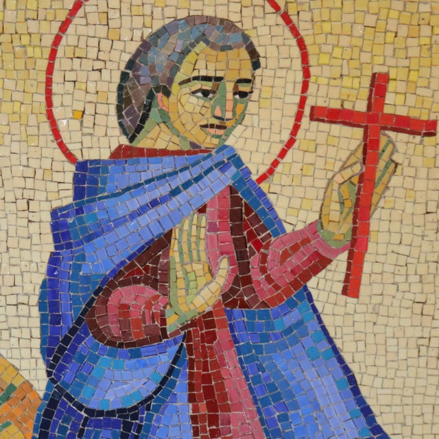 Mosaic Tile Portrait of Saint Barnabus, Circa 1930 For Sale - Image 4 of 8