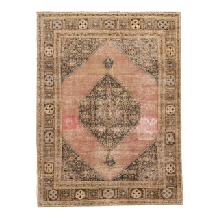 Pink Vintage Shabby Chic Handmade Wool Rug For Sale