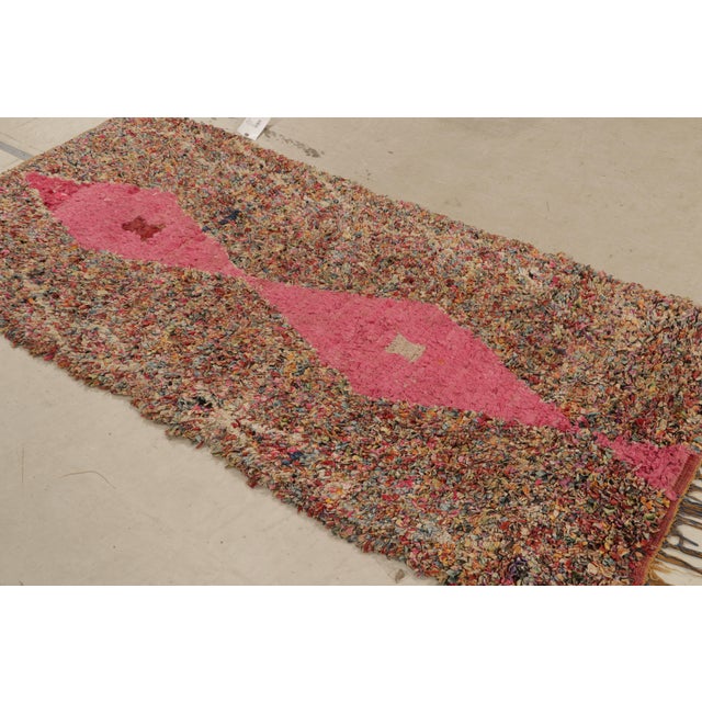 Moroccan Vintage Mid-Century Moroccan Berber Runner With Pink Lozenges For Sale - Image 3 of 9
