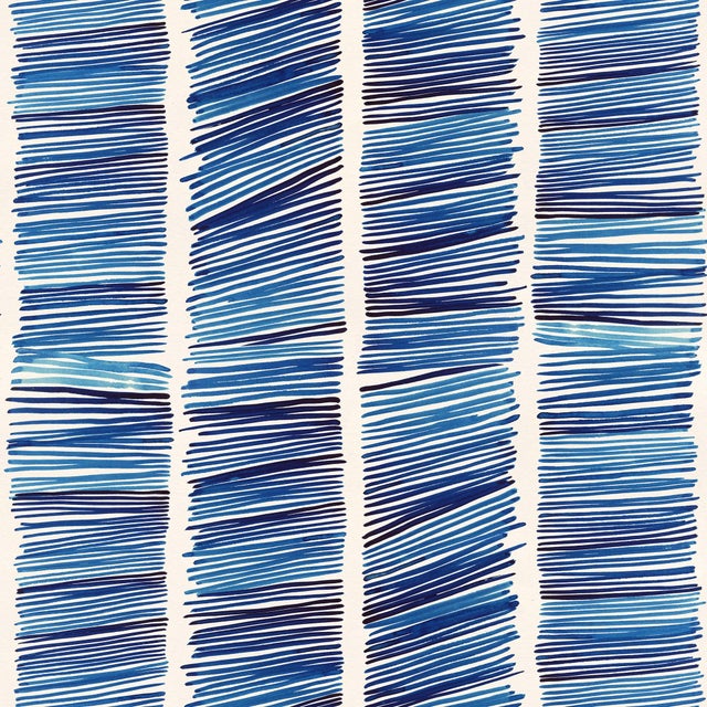 Contemporary Sample - Hash Marks Wallpaper by Susan Hable in Caribbean Blue For Sale - Image 3 of 3