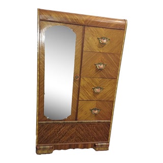 1930s Vintage Art Deco Waterfall Wardrobe For Sale