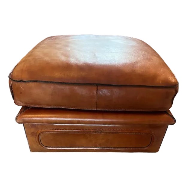 1970s French Leather Ottoman Attributed to Roche Bobois For Sale