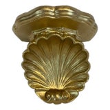Vintage Neoclassical Coastal Palm Beach Regency Clam Shell Gold Wall Bracket. For Sale
