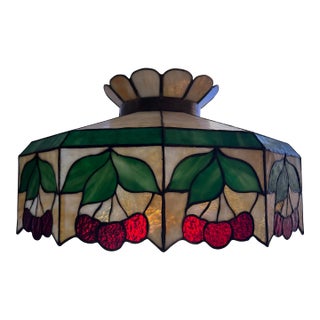Mid 20th Century Tiffany Style Glass Hanging Light For Sale