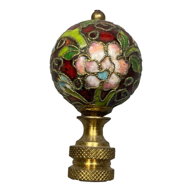 Vintage Cloisonne Floral Lamp Finial For Sale