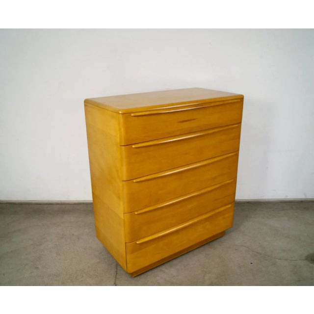Mid-Century Modern 1950’s Mid-Century Modern Heywood Wakefield Solid Maple Highboy Dresser For Sale - Image 3 of 12