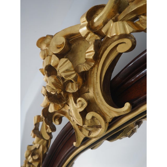 Wood English Victorian Rosewood and Gold Gilt Mantle Mirror For Sale - Image 7 of 12