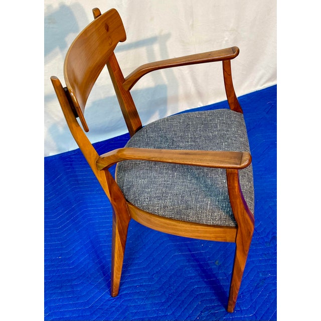 Vintage Kipp Stewart for Drexel Declaration Sculpted Walnut Armchairs - Pair (Newly Restored & Upholstered in Knoll Fabric) For Sale - Image 11 of 17