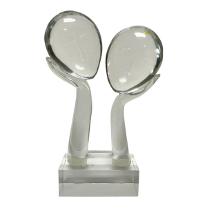 Loredano Rosin Glass Sculpture 2 Faces Signed