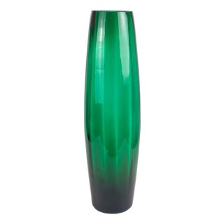 Mid-Century Modern Emerald Green Blown Glass Floor Vase from Empoli, Italy, 1960s For Sale