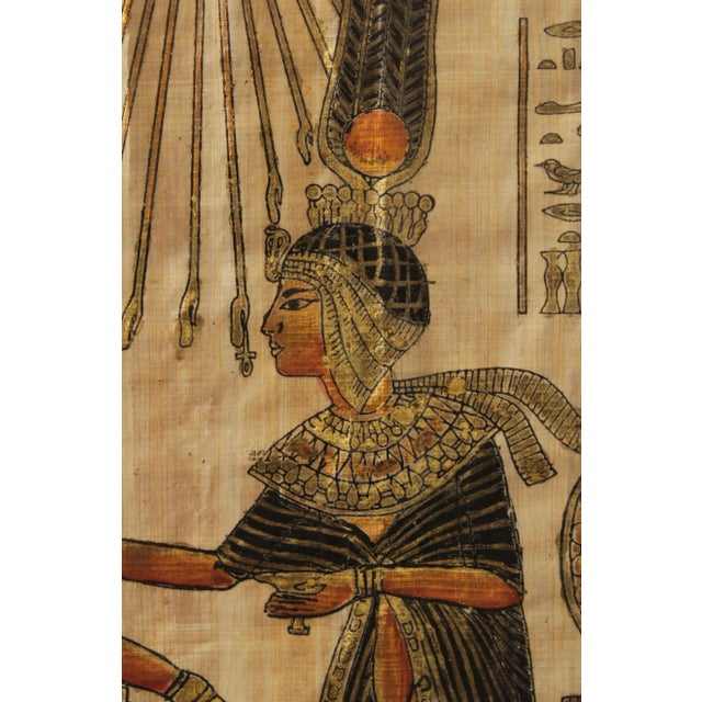 Gold Vintage Egyptian Style 'Tutankhamun Anointed by Wife' Papyrus For Sale - Image 8 of 13