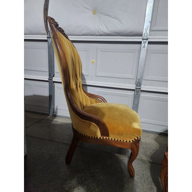 Late 19th Century Victorian Ladies and Gents Chairs - Set of 2 For Sale - Image 11 of 12