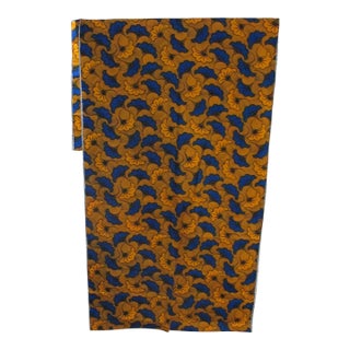 Veritable Binta Wax Orange and Blue African Fabric For Sale