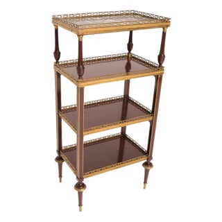 Late 19th Century Authentic Louis XVI Style Four-Tier Étagère With Marble Top and Gilt Detailing For Sale