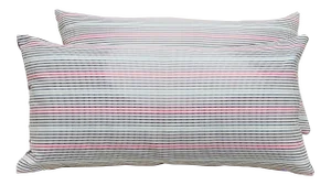 Wool Stripe Deep Reds & Medium Blues Lumbar Pillows - a Pair