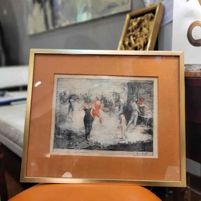 Gouache "Day at the Beach," Clement Lambert (1855–1925) – United Kingdom Exceptional gouache by the British painter...