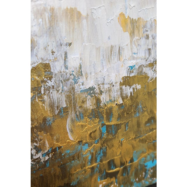 Textile Original Abstract Framed Art Painting Gold Metallic For Sale - Image 7 of 7
