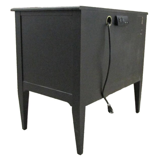 Black One Drawer Nightstand With Built in Outlets Attributed to Fairfield Chair Company For Sale - Image 10 of 16