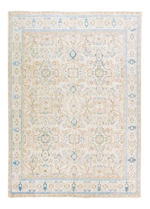 Beige Antique Mahal Handmade Floral Motif Wool Rug