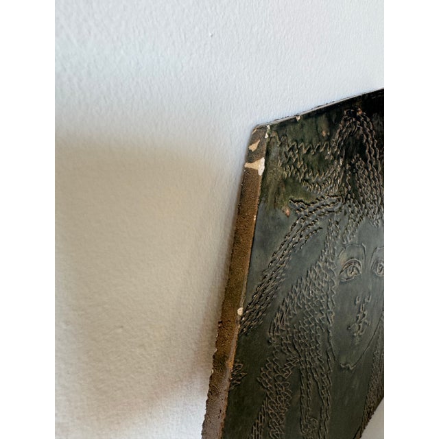 Green Vintage Susan Steven Figural Relief Portrait Studio Ceramic Wall Plaque For Sale - Image 8 of 11