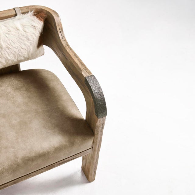 Modern Western Leather & Hide Accent Armchair For Sale - Image 9 of 10