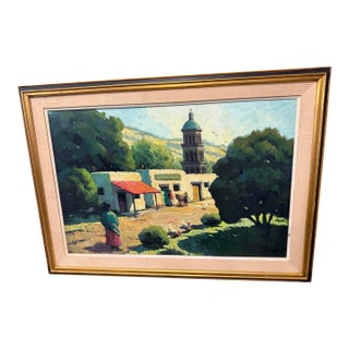 Albert Ennis Original Oil Painting Mexican Village Scene Early California Artist For Sale