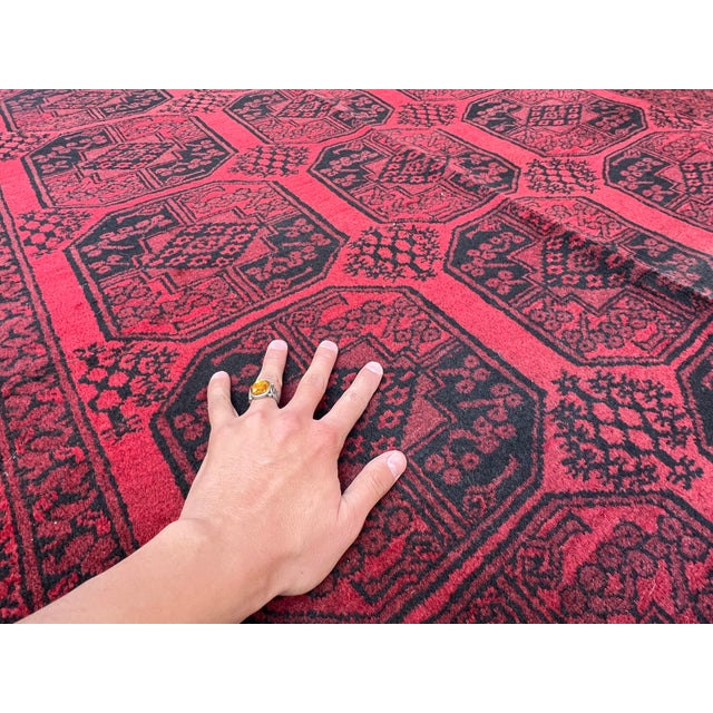 Vintage Afghan Turkmen Ersari Bokhara Gul Rug - 8'6" X 6'6" For Sale - Image 11 of 12
