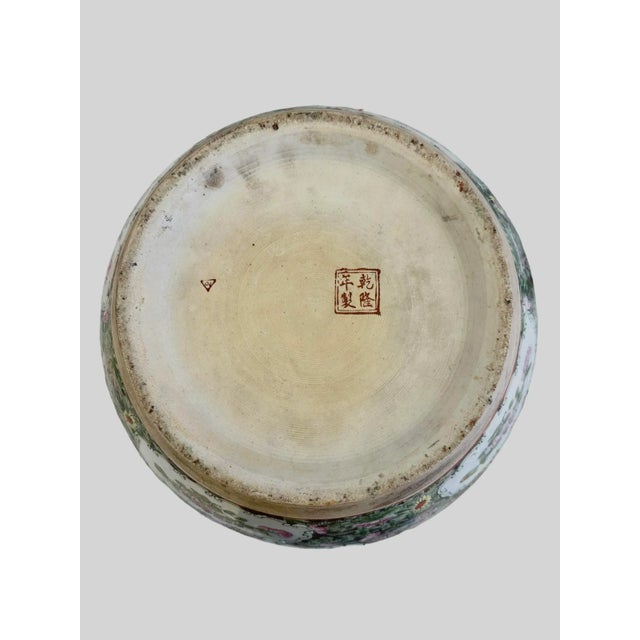 Large Hand-Painted Vintage Chinese Famille Rose Fishbowl Planter With Stand For Sale - Image 10 of 11