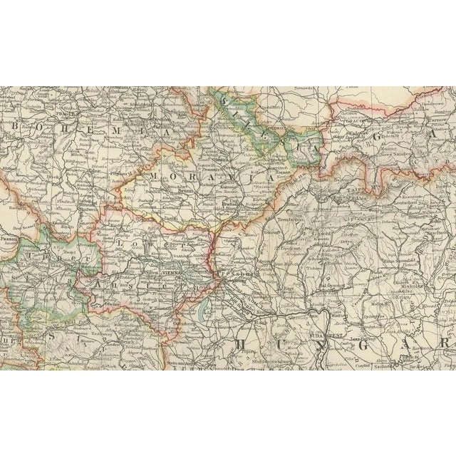 Cream Antique Map of the Austro-Hungarian Monarchy, 1903 For Sale - Image 8 of 10