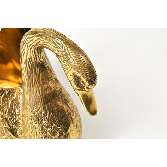 Vintage Hollywood Regency Large Brass Swan Planter Pot For Sale - Image 13 of 15