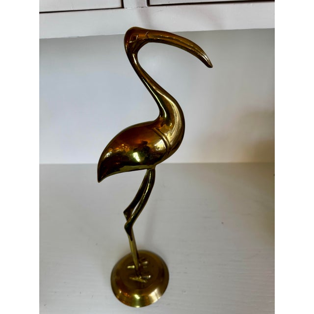 Brass Large Vintage Brass Crane Sculpture For Sale - Image 8 of 9