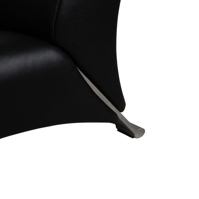Model 322 2-Seater and 3-Seater Sofas in Black Leather from Rolf Benz, Set of 2 For Sale - Image 5 of 18