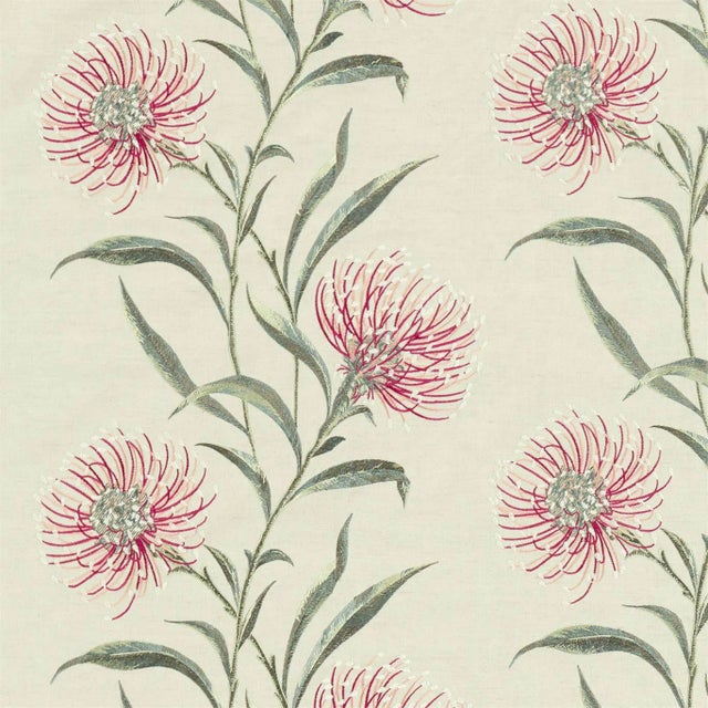 Sanderson Catherinae Embroidery Fabric in Fuchsia - a Sample For Sale