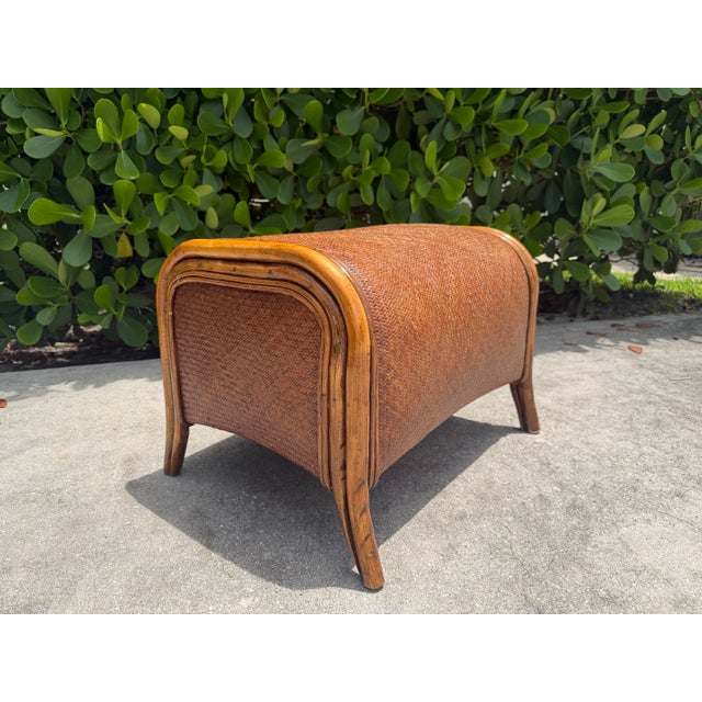 Vintage Organic Modern Barrel Form Rattan Ottoman For Sale - Image 4 of 12